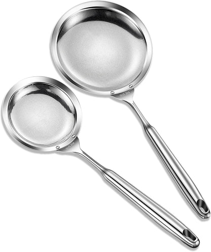 Ugotit Skimmer Spoon Stainless Steel, Fine Mesh Strainer for Cooking, Fat Skimmer & Hot Pot Skimmer, Dishwasher Safe Kitchen Gadget (DIA 3.5Inch)