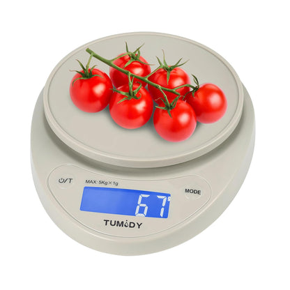 Small Digital Kitchen Scale Food - 11lb/5kg Kitchen Weight Scale with LCD Display for Weight Loss, Sourdough Bread, Baking, Cooking, Keto and Meal Prep, 1g Precision, Batteries Included, Blue