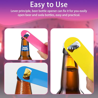 KTOJOY 5 Pack Stainless Steel Colorful Beer Bottle Opener Set, 7 Inch, Large Colorful Design,