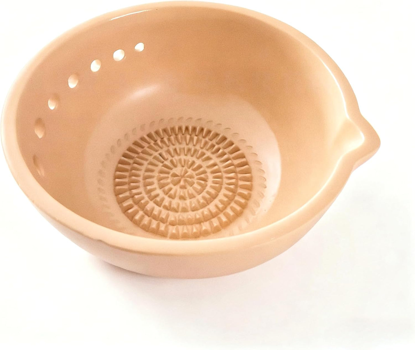 Garlic Grater Bowl 7-hole 2-in-1Kitchen Spanish Handheld Herb Stripper Ceramic Wasabi Cheese Spoon Ginger Spice Grinding Bowl Tool