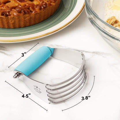 Zulay Kitchen Dough Blender - Stainless Steel Pastry Cutter, Heavy Duty Dough Cutter With Blades, Pastry Blender And Butter Cutter - Pastry Cutter For Baking (Blue)