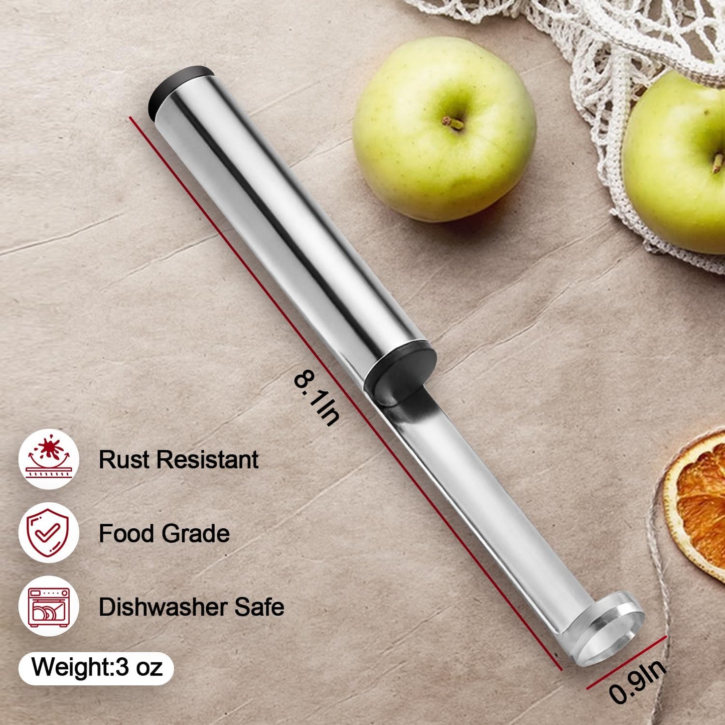 Premium Apple Corer Tool with Sharp Blade, Sturdy Apple Core Remover, Stainless Steel Corer for Apple and Pear, Easy to Use and Clean
