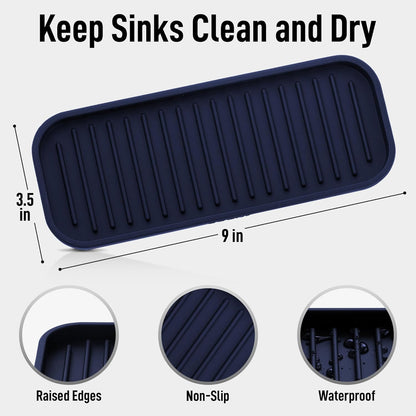Zulay Kitchen (9x3.5in Sponge Holder for Kitchen Sink - Flexible Heavy-duty Multipurpose Sink Caddy - Counter Organizer for Kitchen, Bathroom, Makeup, Trinkets & More! (Grey)