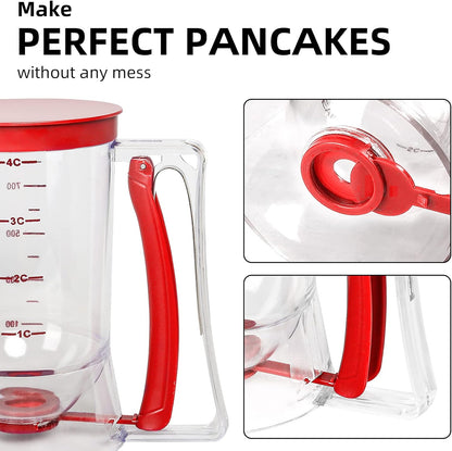 Batter separator Cupcakes Pancakes Cookie Cake Waffles Batter Dispenser cookie separator batter Cream Speratator Cup Measuring Baking Tools (red)