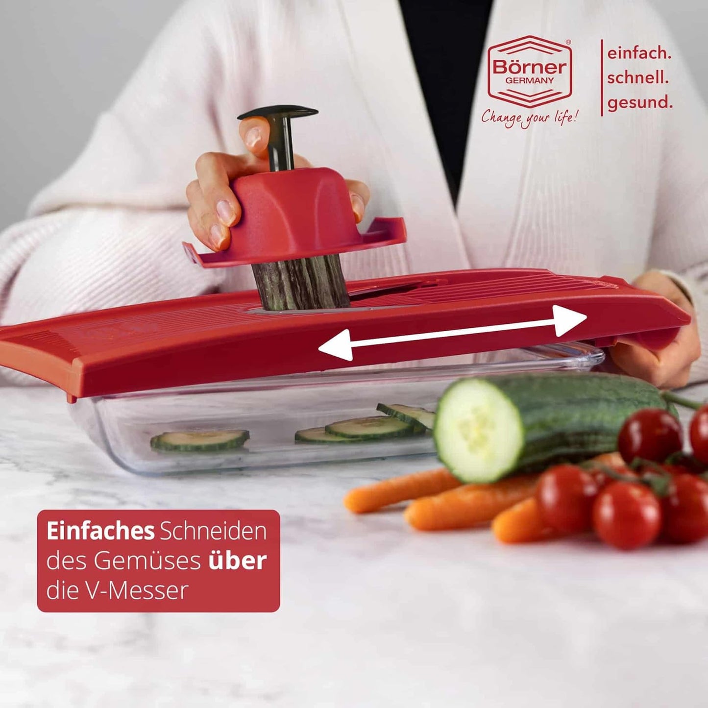 BORNER V Mandoline Slicer Kitchen V1 ClassicLine Starter Set | Vegetable Grater Börner - Quality Made in Germany, Color:Orange