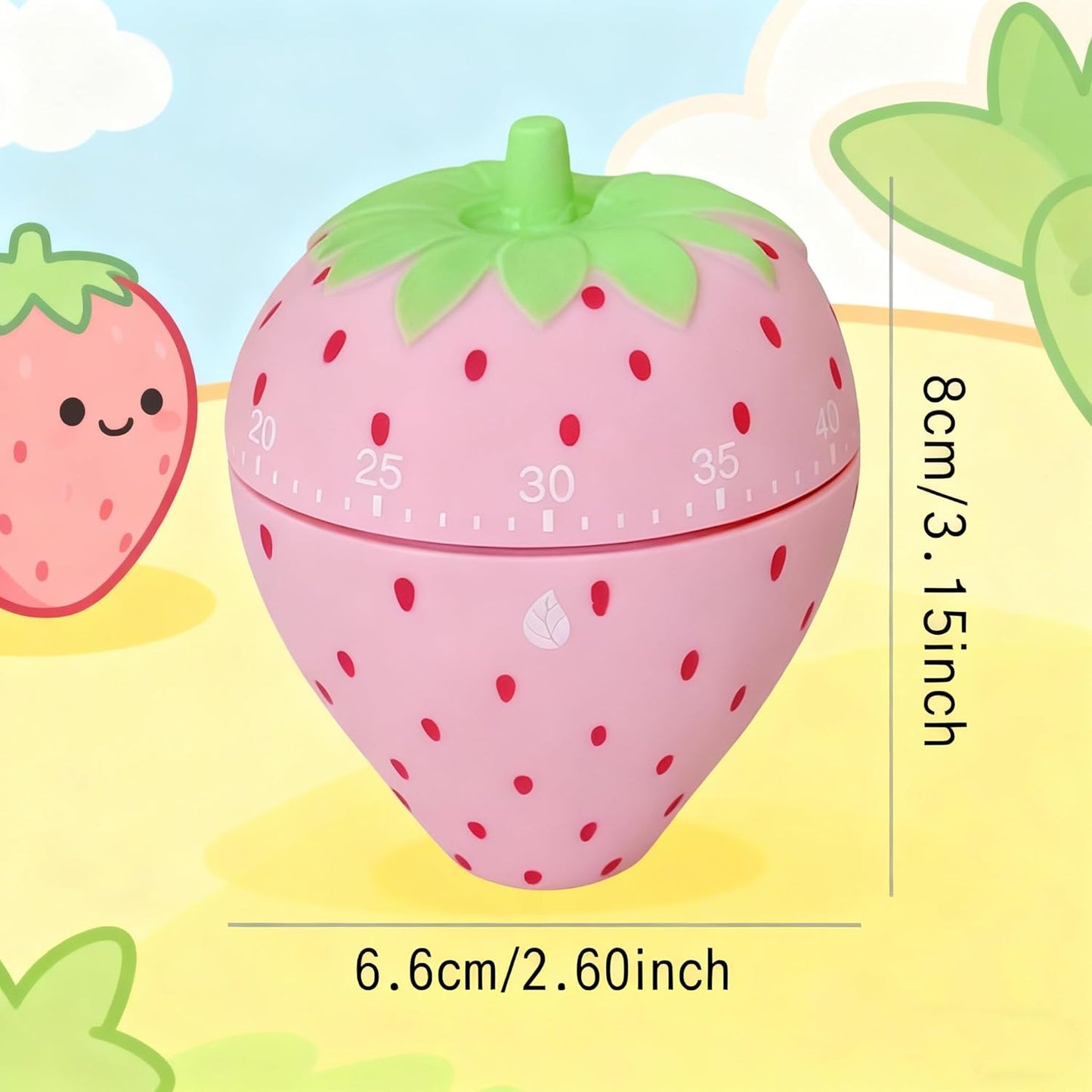 Cute Strawberry Shape 360 Degree Rotating Kitchen Cooking Timer Kitchen Craft Mechanical Wind Up 60 Minutes Timer
