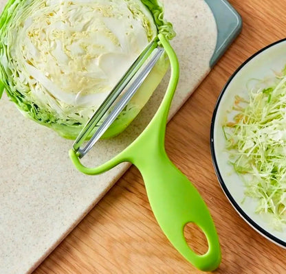 Non-Slip Cabbage Peeler & Shredder, Dual Sharp Blades for Effortless Vegetable Peeling, Julienne Cutter, Kitchen Gadget, Durable Vegetable Slicer, Easy Grip, Stainless Steel, Green