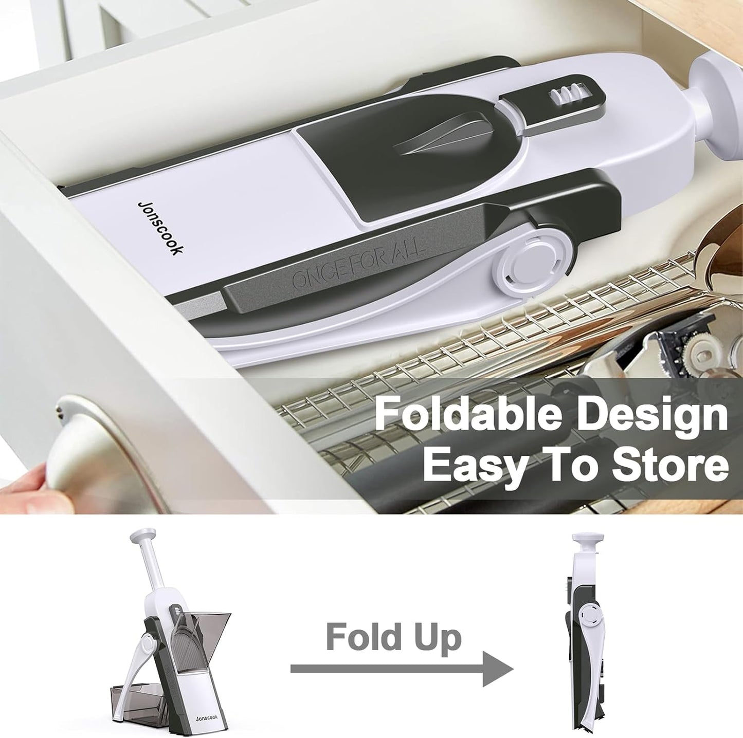 Safe Mandoline Slicer for Kitchen, Adjustable Thickness 0.1-8 mm, 5 in 1 Multi Vegetable Chopper, Potato Slicer, Food Chopper French Fry Cutte, Paring Knife/Cleaning Brush, Mandolin (BlackKnight)