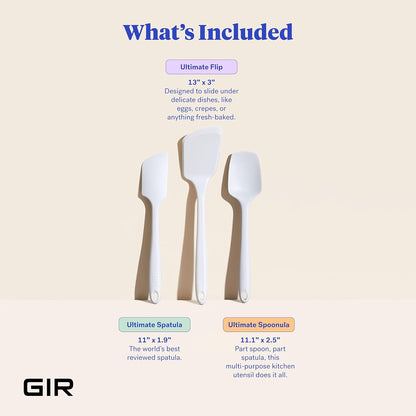 GIR: Get It Right 5-Piece Silicone Ultimate Kitchen Utensils Set - Ladle, Spatula, Flip, Spoon & Spoonula - Non-Toxic Cooking Utensils for Nonstick Cookware, Cooking and Baking - Black
