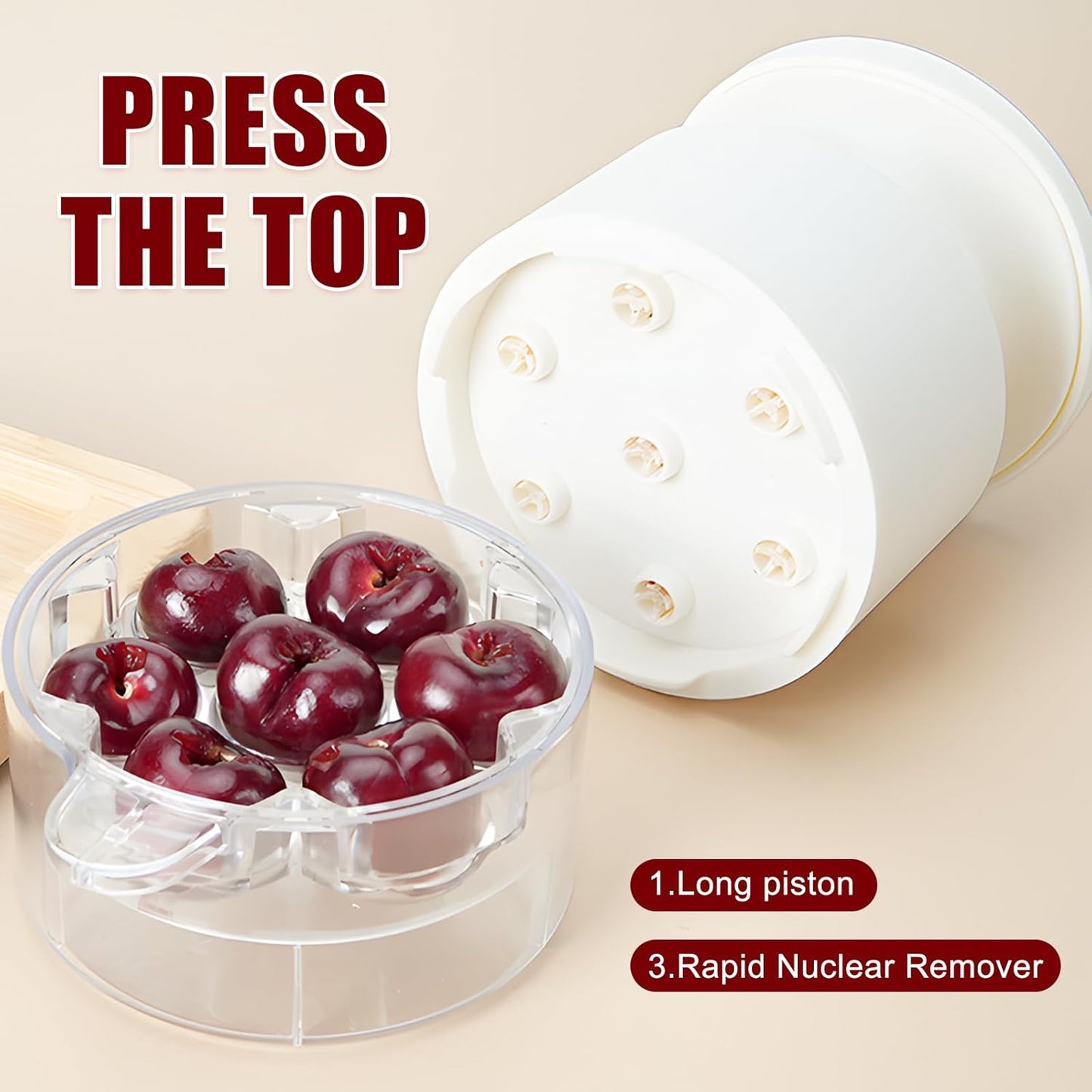 Cherry Pitter Multiple,2025 Quickly Release Multi Cherries Stoner Pitter,7-Hole Push Button Cherr'y Core Pit'ter Tool with Splatter Protector,Pit Seed Remover for Making Cherry Jam, Black