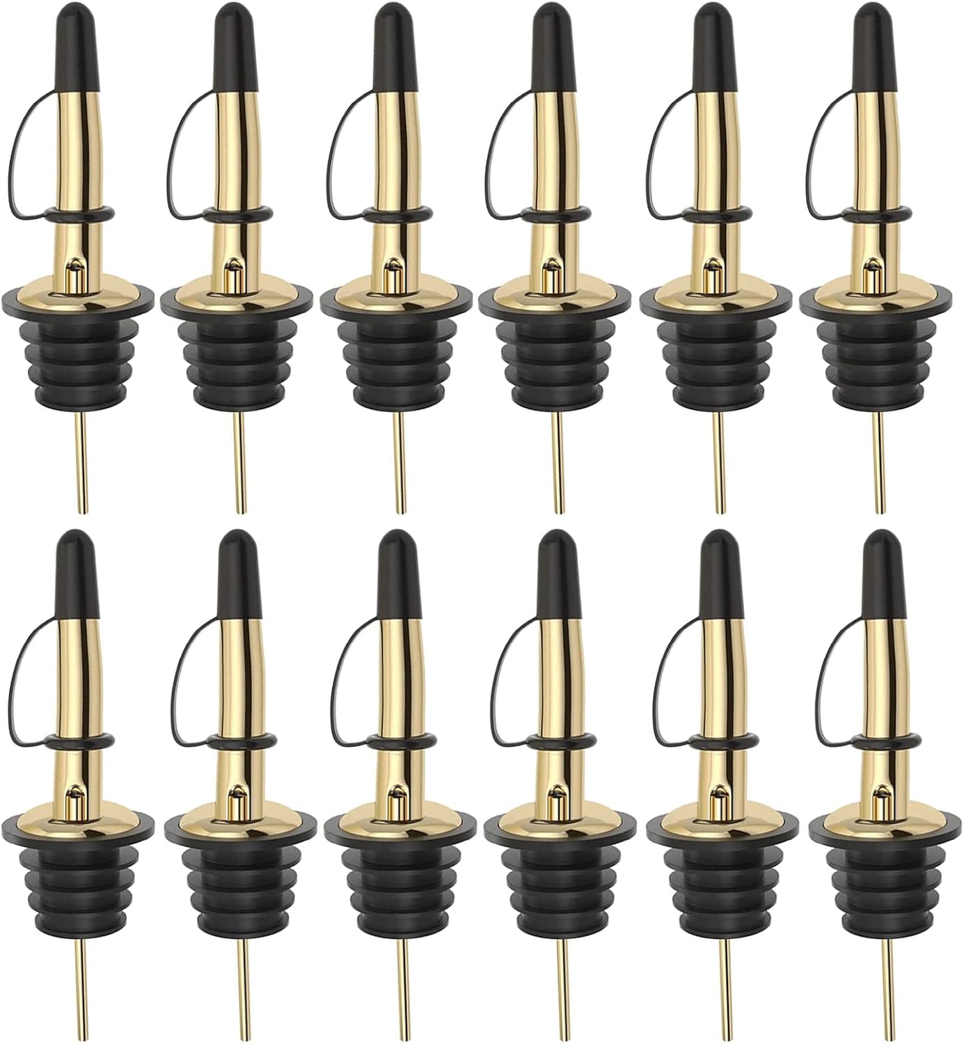 Pafusen 6 Pack Liquor Bottle Pourers, Liquor Pour Spout for Liquor Bottles, Stainless Steel Olive oil Dispenser Spout, Alcohol Pourer Spouts Dust Caps Covers Fixed, Sliver