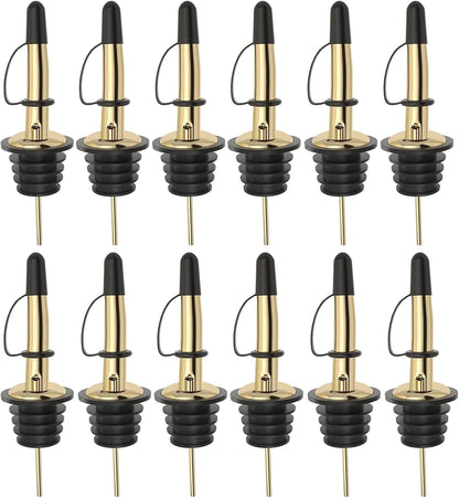 Pafusen 6 Pack Liquor Bottle Pourers, Liquor Pour Spout for Liquor Bottles, Stainless Steel Olive oil Dispenser Spout, Alcohol Pourer Spouts Dust Caps Covers Fixed, Sliver