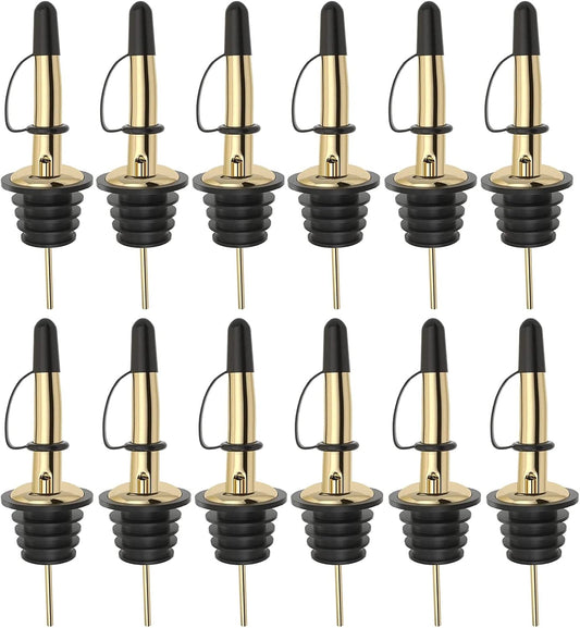 Pafusen 6 Pack Liquor Bottle Pourers, Liquor Pour Spout for Liquor Bottles, Stainless Steel Olive oil Dispenser Spout, Alcohol Pourer Spouts Dust Caps Covers Fixed, Sliver