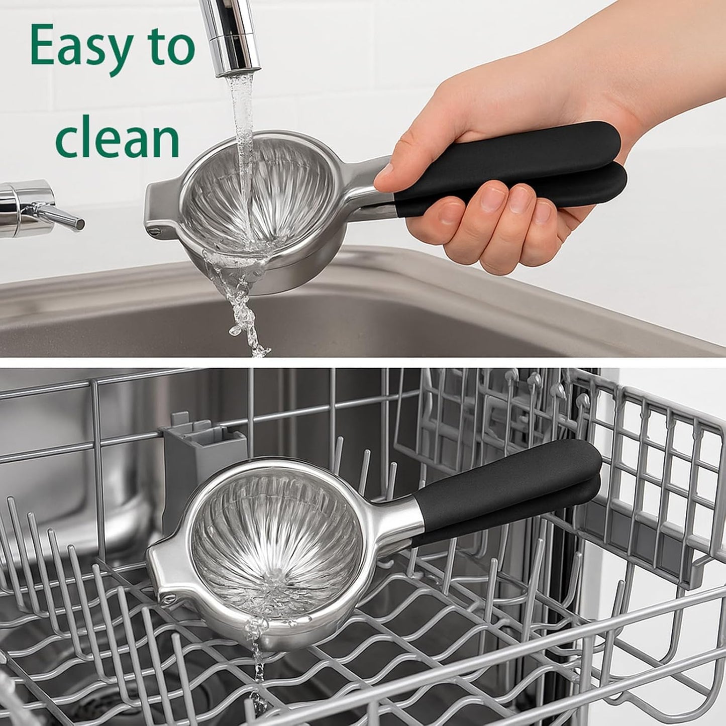 Lemon Squeezer, Stainless Steel Lemon Juicer & Lime Squeezer, Manual Citrus Juicer with Non-Slip Silicone Handles, Easy to Use & Clean