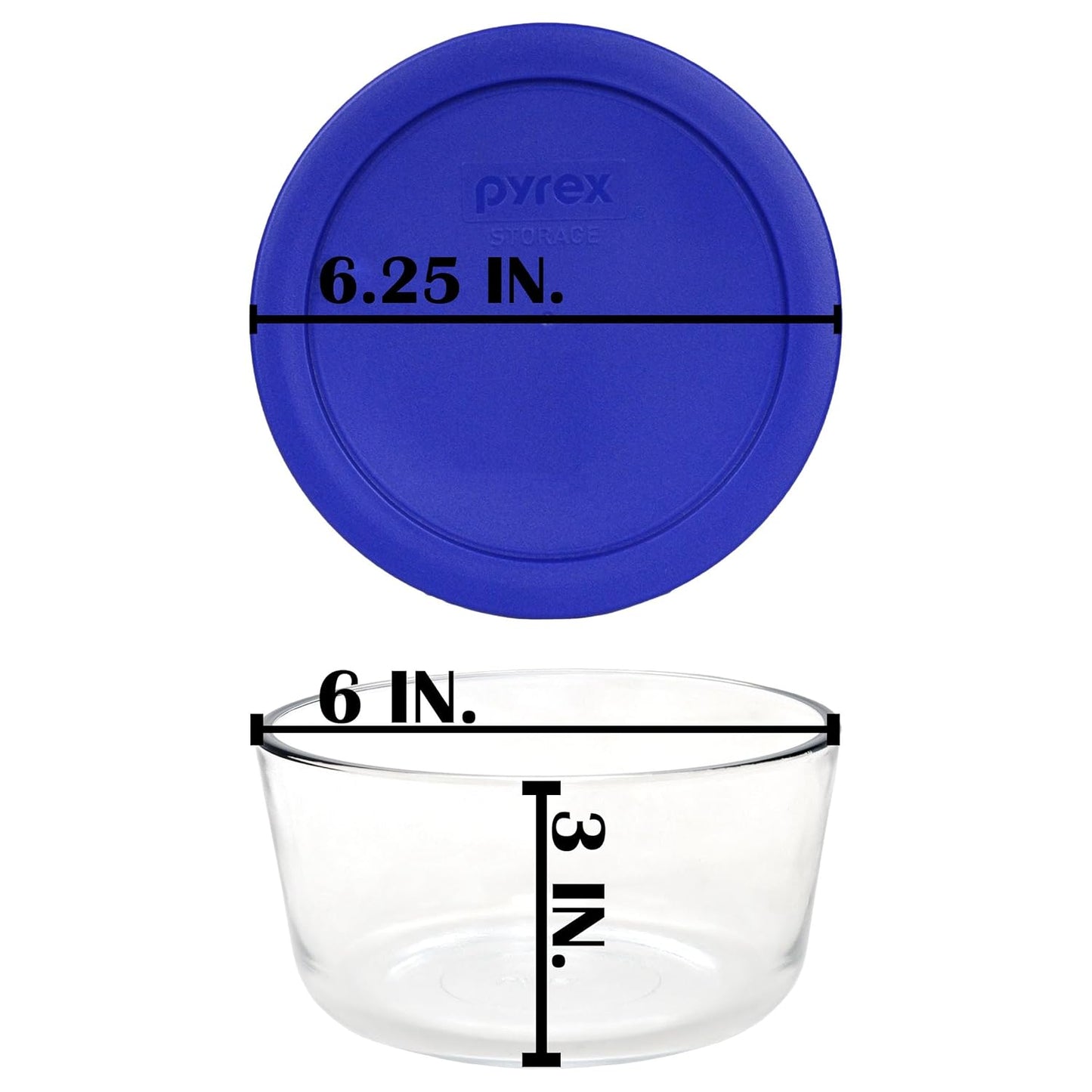 7201 4-Cup Glass Bowls and 7201-PC Cadet Blue Lids (4-Pack) Perfect for Meal Prep, Organization, Food Storage and so Much More - Made in USA