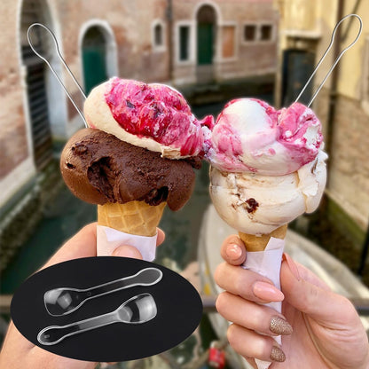 yuntop 100PCS Tasting Spoons Ice Cream Dessert Taster Spoons Plastic Mini Spoons Disposable Dessert Spoons for Miniature Dessert Cups, Sampling, Small Catering Supplies, Tasting Party (Clear)