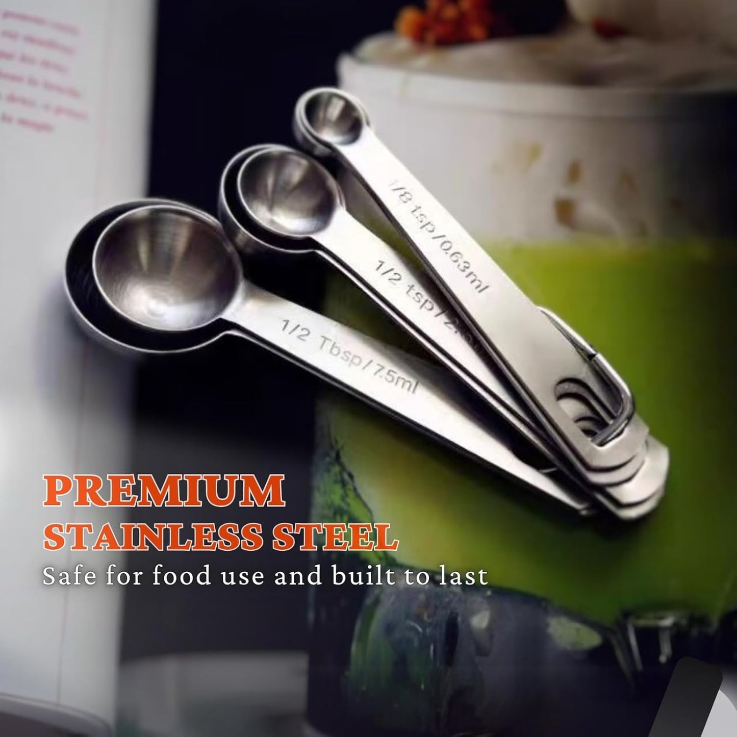 14PCS Measuring Spoons Set, 1 tbsp, 1/2 tbsp, and 1-1/16tsp Stainless Steel Measuring Spoons for Cooking Baking Spice Jars and Liquid Ingredients