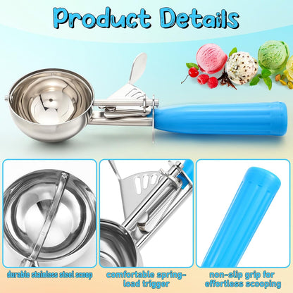 Reallnaive 2 Pcs Release Cookie Scoops Ice Cream Scooper with Trigger Release Portion Scoop Stainless Steel for Portion Control, Baking Food, Cookie Dough (1 oz,Black)