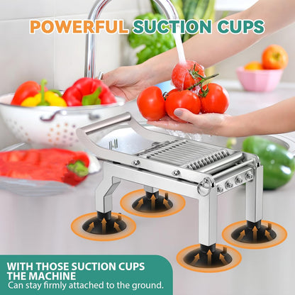 Newhai Commercial Tomato Slicer 0.4”/10mm Thickness Manual Tomato Cucumber Onion Ham Egg Cutter Heavy Duty Stainless Steel Slicer Tool with 4 Suction Cups for Restaurant Home Use