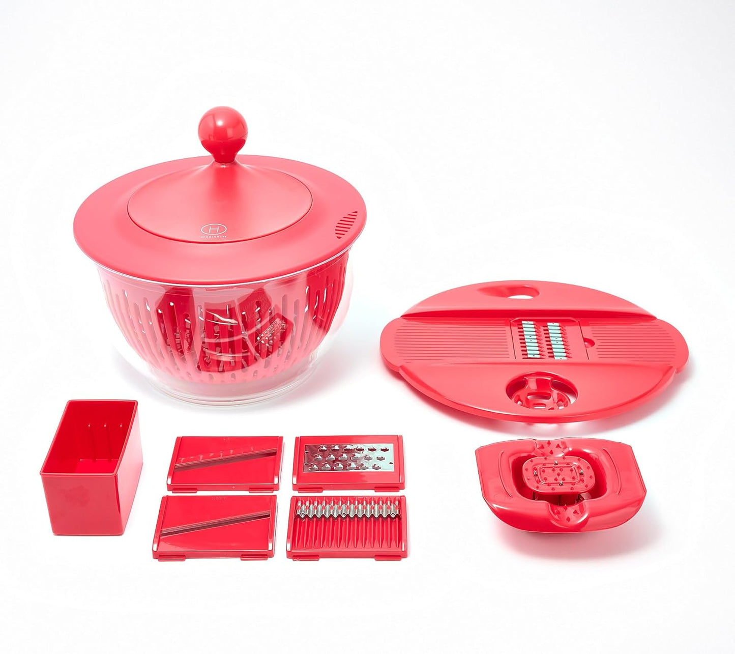 Henning Lee 10pc Multi Function Salad Spinner & Prep Bowl (Red)