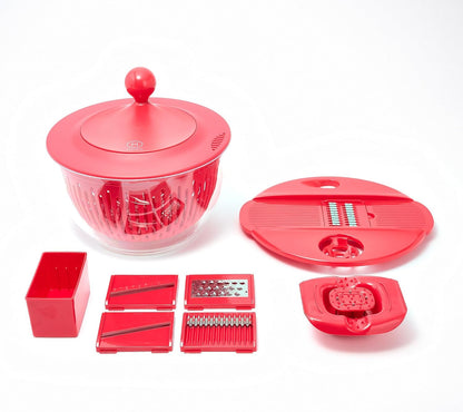 Henning Lee 10pc Multi Function Salad Spinner & Prep Bowl (Red)