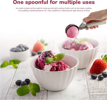 3-3/4 OZ Ice Cream Portion Scoop with Trigger Release Food Disher with Ivory Handle #10 Food Portion Control Scoop Ice Cream Scooper Cookie Scooper for Baking