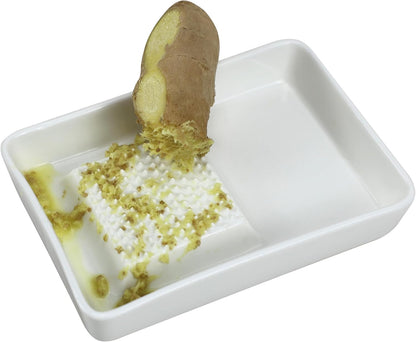 EIKS Ceramics Grater Plate for Ginger Garlic Wasabi Daikon Fruits Root Vegetable Cooking Preparation (Spade-shaped)
