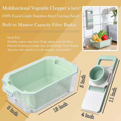 GEHEN Kitchen Pro-Series 9-in-1, 6 Blade Vegetable Chopper, Mandoline Slicer, Food Chopper with Container, 5 Quarts Filter Storage basket, Onion rings, Fruit Slicer, Kitchen Gadgets & Accessories