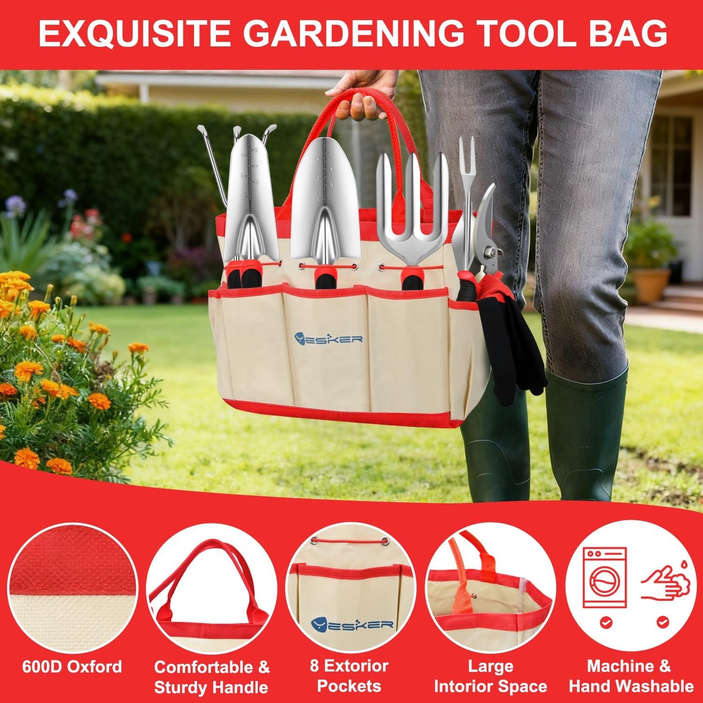 Yesker Pruning Shears Garden Shears 7.8" Professional Garden Scissors Sharp 65 Manganese Steel Blade Heavy Duty Clippers Hand Pruners for Cutting Fresh Flowers Branch Plant Trimming Gardening Tools