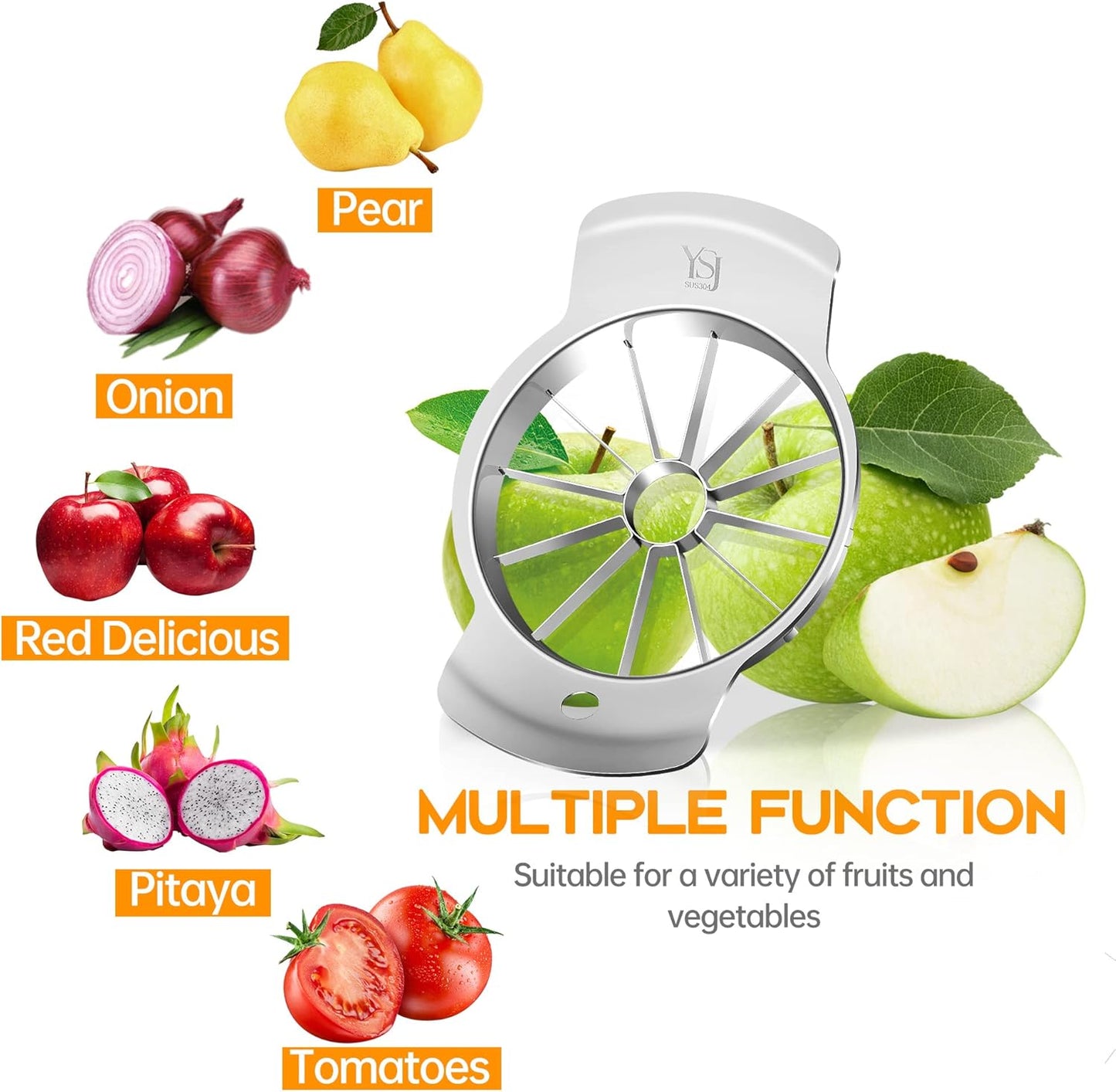 Supercenter Apple Cutter, Apple Corer and Slicer - Stainless Steel Apple Corer - 4.72 Inch Apple Slicer Tool with 12 Super Sharp Blades, lightweight Apple Slicer and Corer with Anti-slip Handle