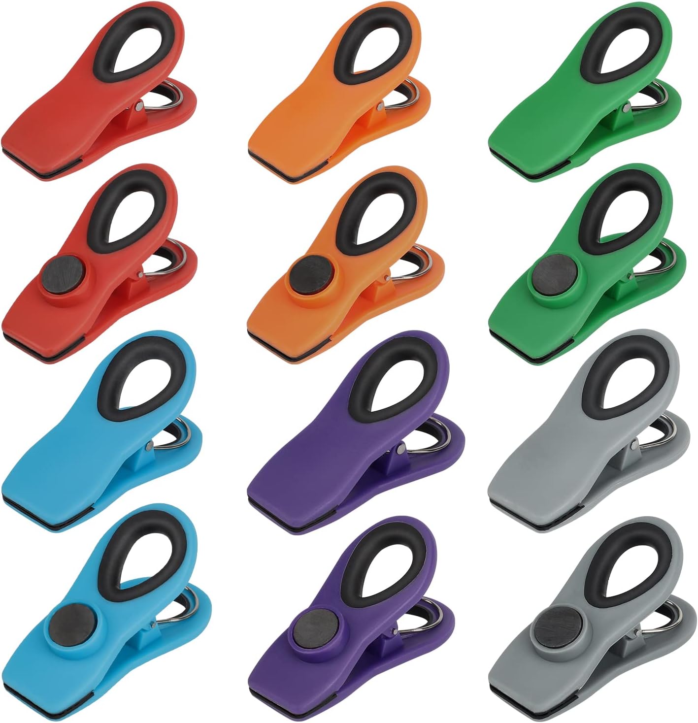 TACGEA Chip Clips, Magnetic Bag Clips with Air Tight Seal for Food Storage, 12 Pieces, Neutral Color