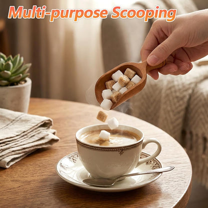 2 Pcs Wooden Scoops for Jars, Acacia Wood Scoops for Jars Multipurpose Measuring Spoons for Coffee Tea Bath Salt (Natural Wood, 4.6 Inch)