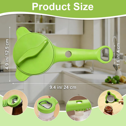 Multi-Functional 4-in-1 Jar Opener, Adjustable Stainless Steel Bottle Opener for Multi Size Jar Bottles with Ergonomic Non-Slip Handle Grip, Kitchen Helper for Seniors Weak Hands Arthritis