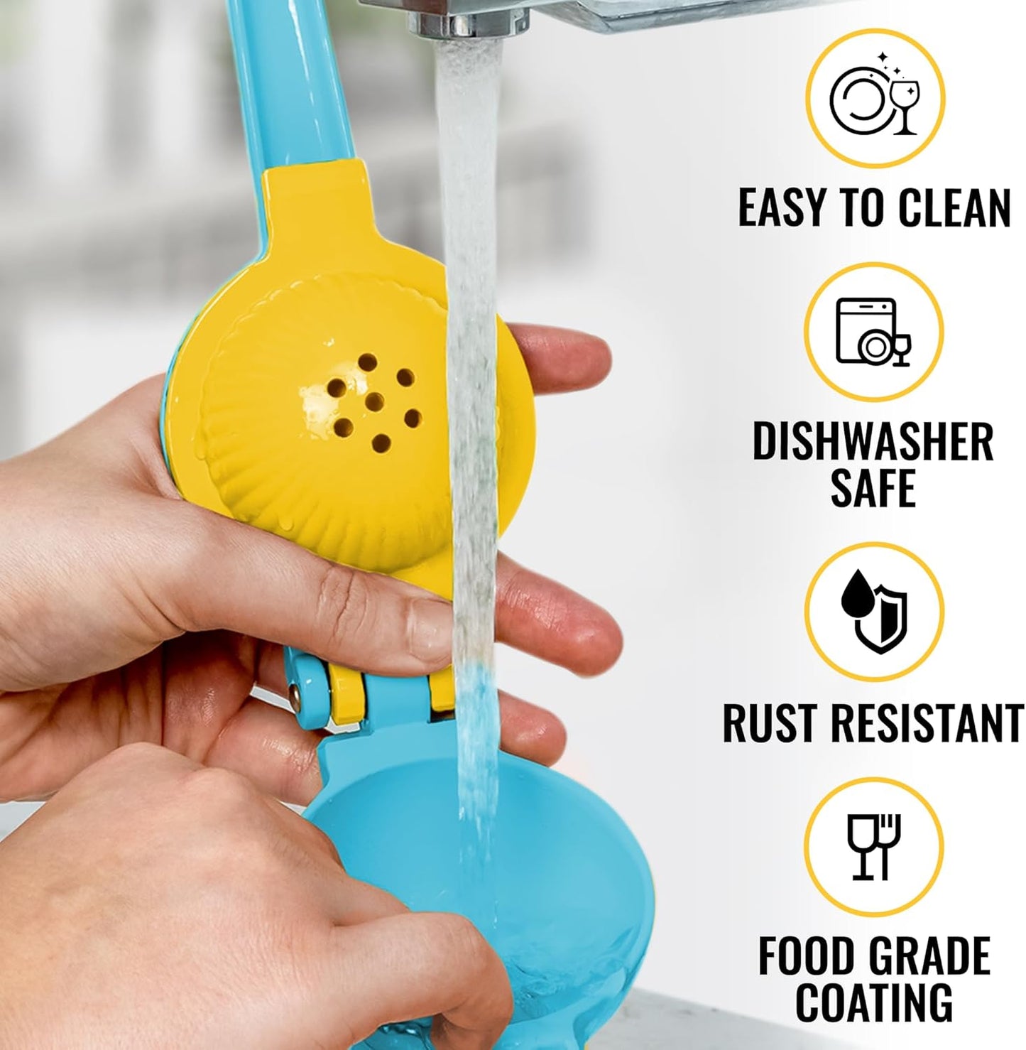 Zulay Kitchen Metal 2-in-1 Lemon Squeezer - Sturdy Max Extraction Hand Juicer Lemon Squeezer Gets Every Last Drop - Easy to Clean Manual Citrus Juicer - Easy-Use Lemon Juicer Squeezer - Yellow/Green