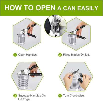 Can Opener, Professional, Stainless Steel, Manual, Food-safe, Good Grips with Built-in Bottle Opener