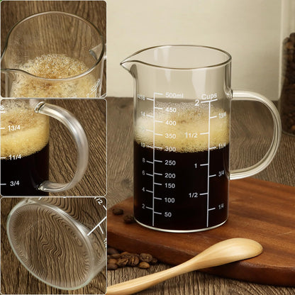 QWORK 500ML 2 Cup Glass Measuring Cup (Ml/Oz/Cup), High Borosilicate Glass Cup for Precision Cooking Baking
