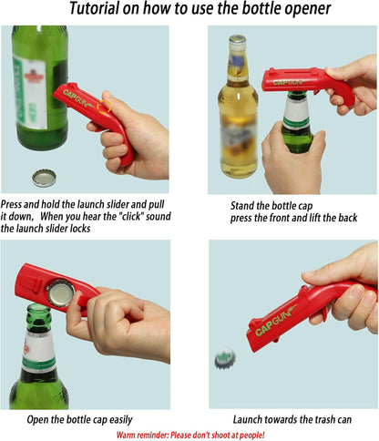 Bottle Opener,Fun Shooting Gun Creative Bottle Opener for Party Games, Family Parties, Outdoor Barbecue,Jar Opener for Weak Hands and Seniors with Arthritis