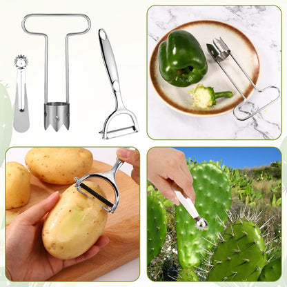 Red Bell Pepper Seed Corer, Upgraded T Shaped Vegetable and Fruit Corer Stainless Steel Tomato Apple Seed Remover Tool Practical Kitchen Gadget for Removing Fruit & Vegetable Cores
