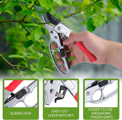 Premium Germany Pruning Shears, Work 3 Times Easier, Pruners Heady Duty, Sharp Garden Clippers Cut Fresh Flower, Hedge, Herb, Indoor Plants, Gardening Tools Scissors, Arthritis Weak Hand Snips