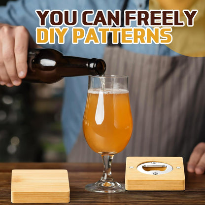 Vesici 100 Pcs Magnetic Bottle Opener 2.5in DIY Bamboo Round Shape Beer Openers Wooden Fridge Magnet Refrigerator Sticker Gift for Beer Lover Wedding Guest Kitchens Bars Parties