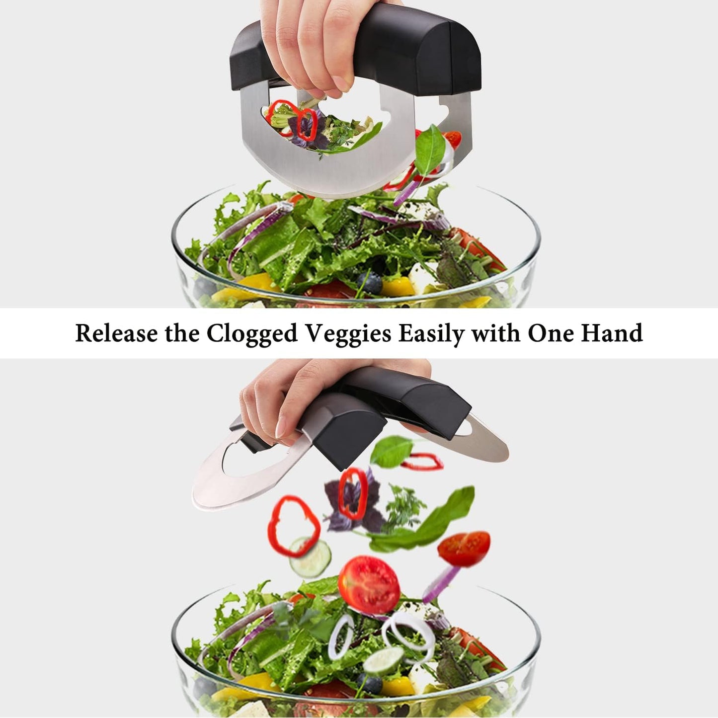 KITCHENDAO Super Sharp Pizza Cutter Mezzaluna Salad Chopper, Advanced CNC Sharpening Technology for Fast Chopping, Rocker Slicer Mincing Knife with Protective Cover, Chop Herbs Vegetables