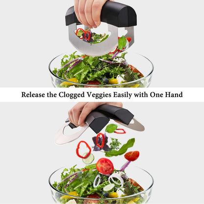 KITCHENDAO Super Sharp Pizza Cutter Mezzaluna Salad Chopper, Advanced CNC Sharpening Technology for Fast Chopping, Rocker Slicer Mincing Knife with Protective Cover, Chop Herbs Vegetables