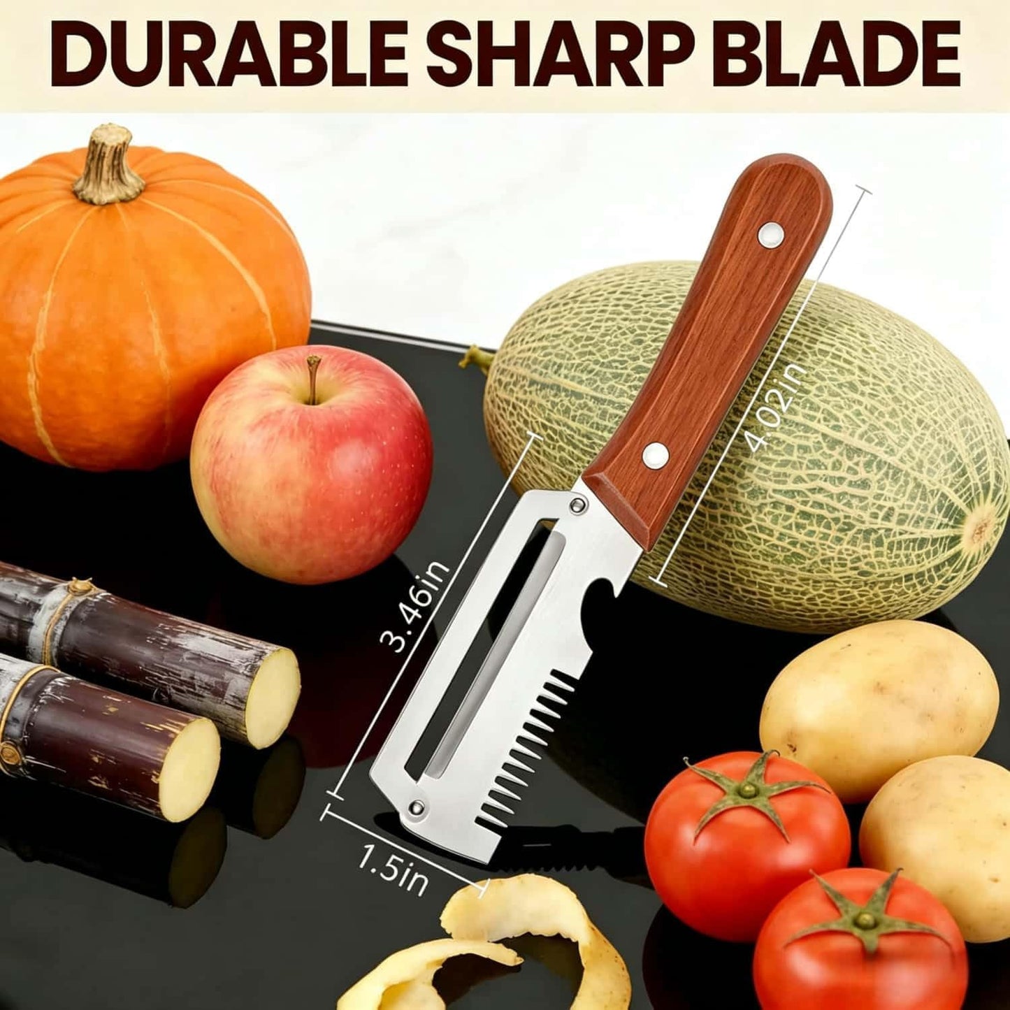 2Pack Multi-Functional Vegetable Peeler for Kitchen, 3 in 1 Stainless Steel Kitchen Tool for Fruit Apple Potato Pumpkin Papaya, Gifts for Mom