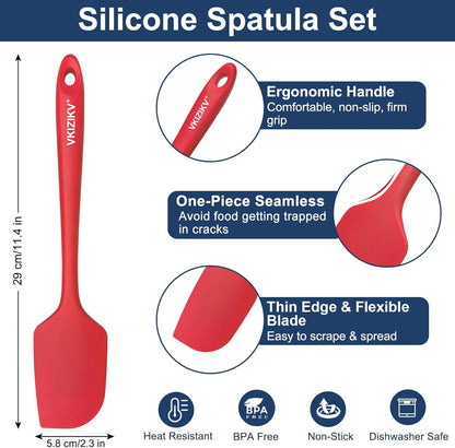 4 Pcs Silicone Spatula Set, 11.4 In, 600°F Heat Resistant Rubber Spatulas for Baking, Cooking & Mixing, Flexible and Non-Stick Kitchen Utensils, Seamless & Dishwasher Safe (Multicolor)