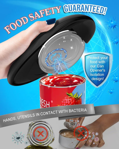 Auto Electric Can Opener, Fast & Efficient Automatic Hands-Free Can Opener, Easy to Use, Compact & Portable, Smooth Edge, Battery Operated, Easy Open for Arthritis & Seniors, Fits All Can Sizes -Black