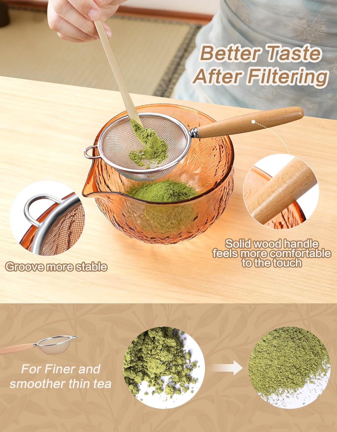 Matcha Whisk Set, 7 Pcs, Matcha Kit Includes Matcha Bowl, Matcha Whisk and Holder, Bamboo Scoop, Spoon, Sifter and Tea Towel, Matcha Set, Gift for Matcha Lovers & Beginners (Pink)