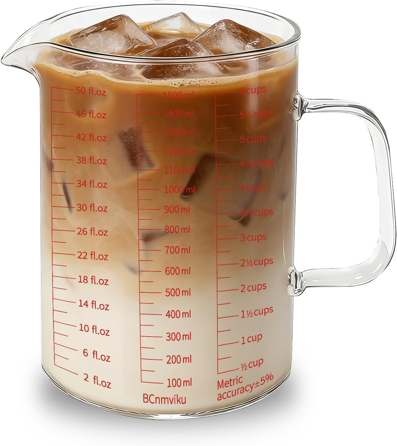 BCnmviku Glass Measuring Cups High Borosilicate 500ML 2CUPS [Insulated Handle | V-Shaped Spout]For Prepping Baking and Cooking Preheated Oven Dishwasher Freezer and Microwave Safe