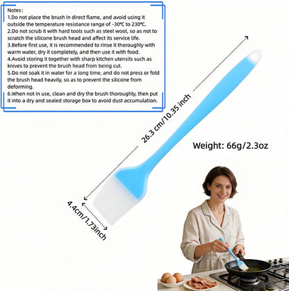 Silicone Basting Pastry Brush, 10.35 Inch, Blue, Food Grade, Heat Resistant -30°C to 230°C, No Bristle Loss, for Baking, BBQ, and Cooking