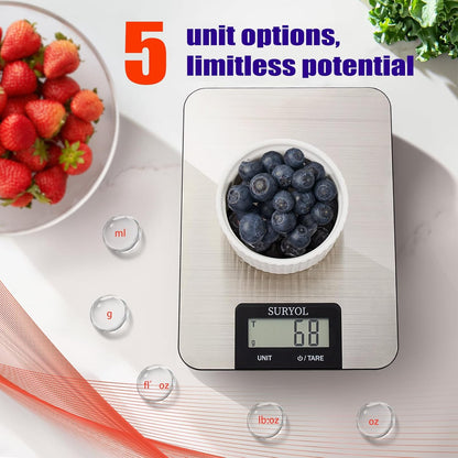 Food Kitchen Scale High-Precision Digital Scale Accurate Weighing for Baking & Cooking Enthusiasts(Silvery & Grayish Green)