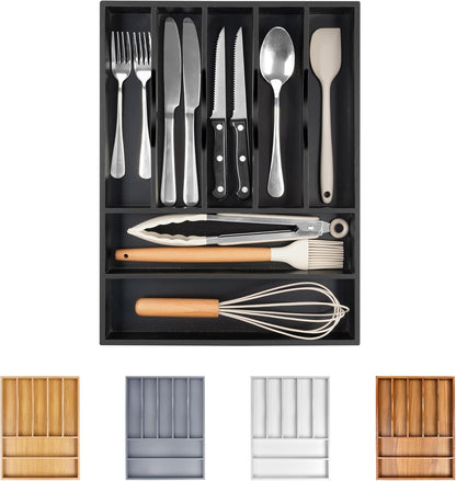 Bellsal Silverware Organizer Kitchen Drawer Organizer Expandable Bamboo Utensil Holder Cutlery Tray for Kitchen Utensil and Flatware Bedroom Office